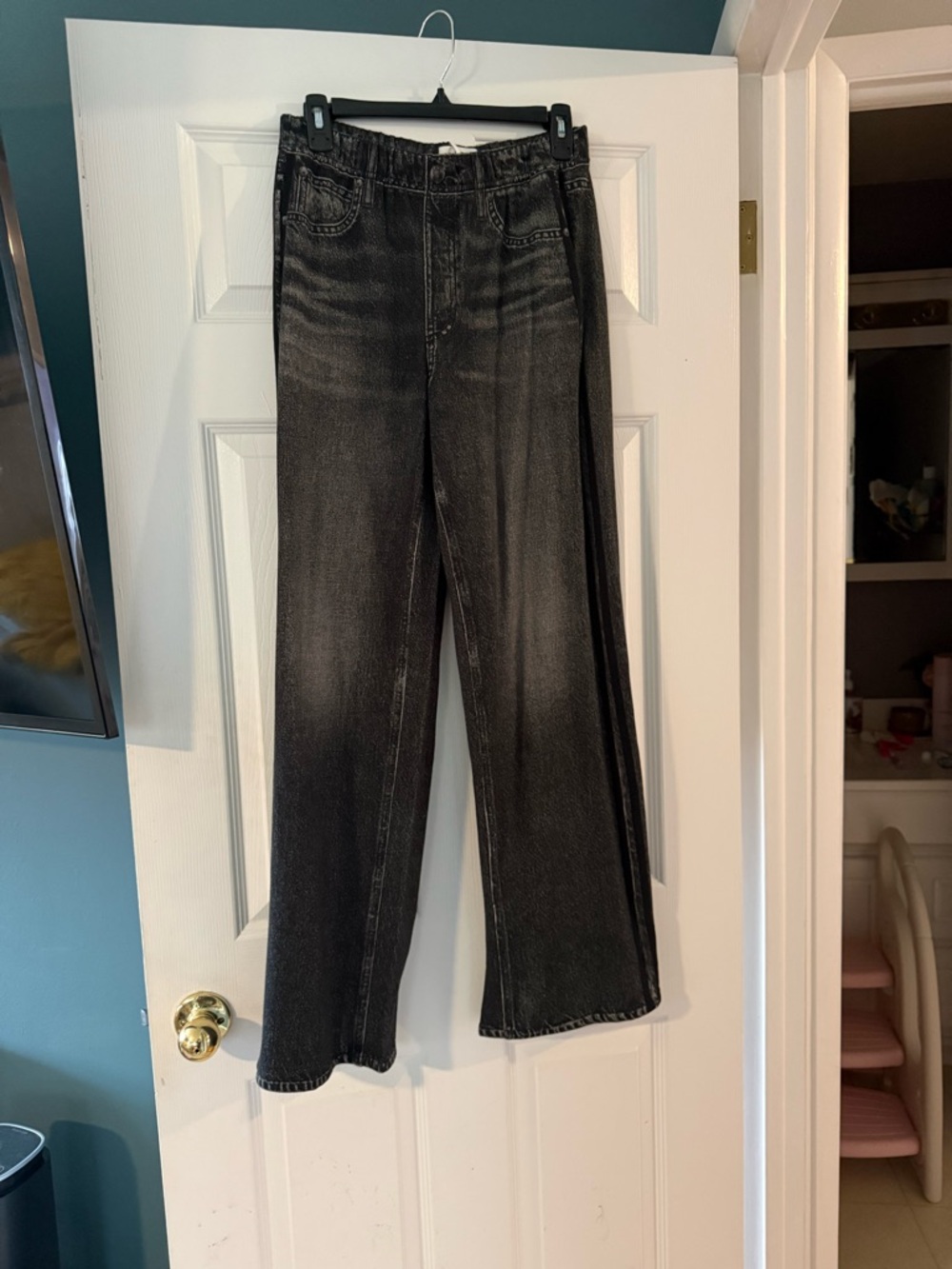 rag & bone Black Washed Straight-Leg Jeans